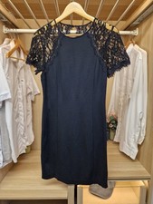 Womens DKNY Lace Sleeve Shift Dress Black Cocktail Party UK 8 Elegant