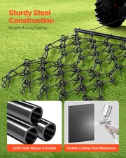 Heavy-Duty 7 x 3.7 ft Drag Harrow - Chain Harrow ATV Lawn Rake for Landscape Lev