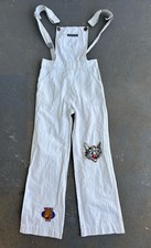 VTG 70s Plush Bottoms Overalls /flare Bottoms.distressed/patched.XS Petite