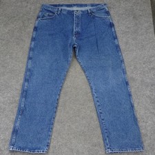 Wrangler Jeans Mens 42x32 Regular Fit Denim Blue Pants Measures 42x31