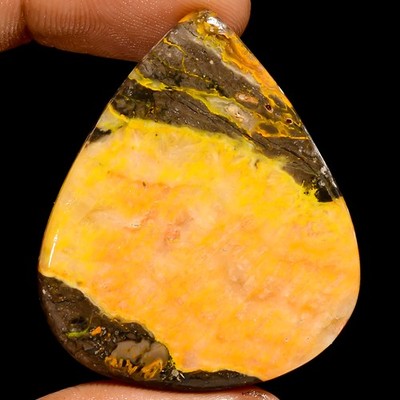 100% Natural Bumble Bee Jasper Pear Cabochon Gemstone 57 Ct. 40X34X4 mm A-36433
