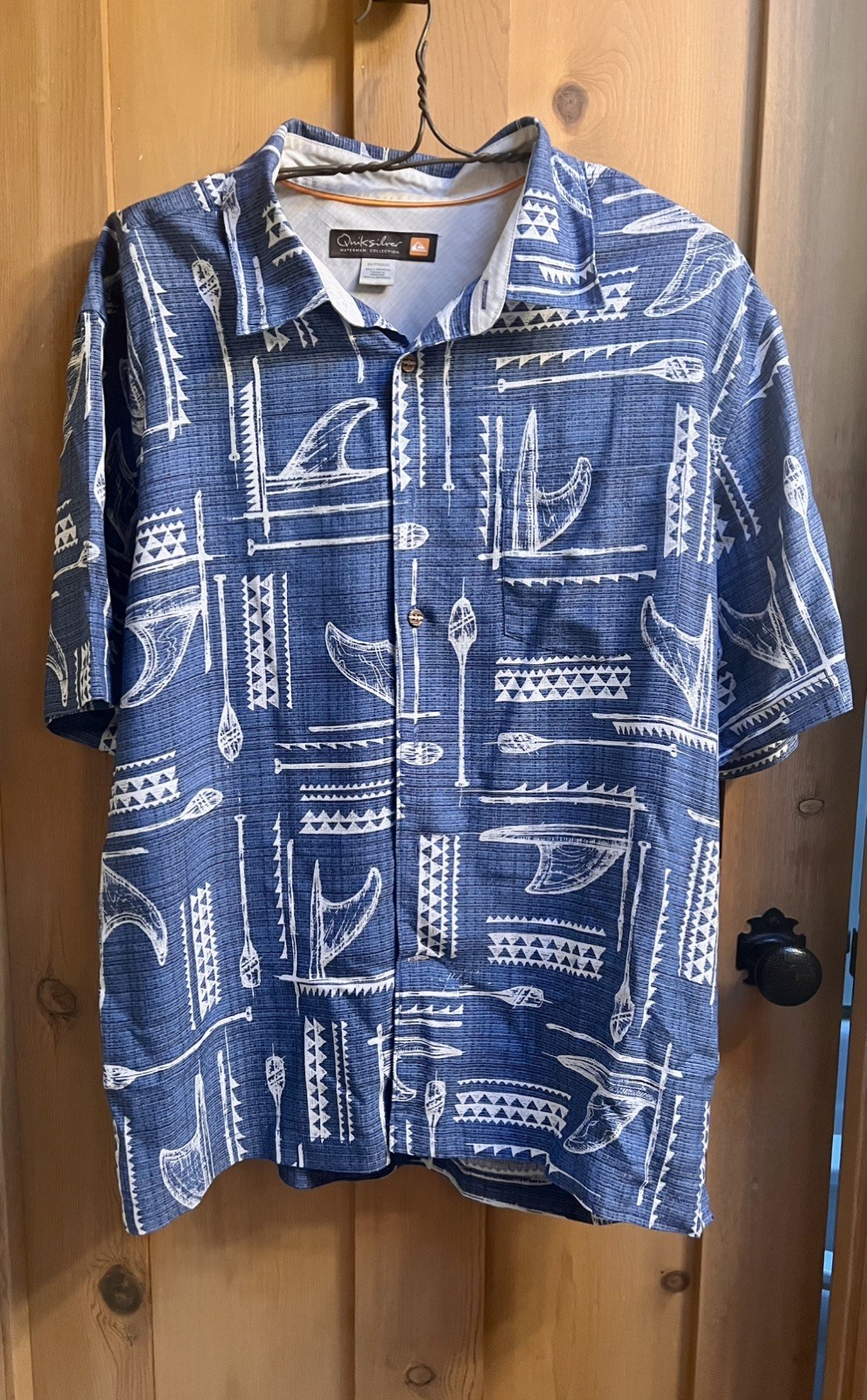 Quicksilver Blue Hawaiian Patterned Button Down M… - image 1