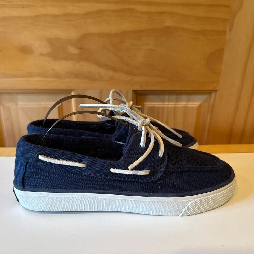 Cordones de cuero de lona azul marino Sperry para mujer 6,5 plantillas de corcho estado excepcional. Foto 3 de 4