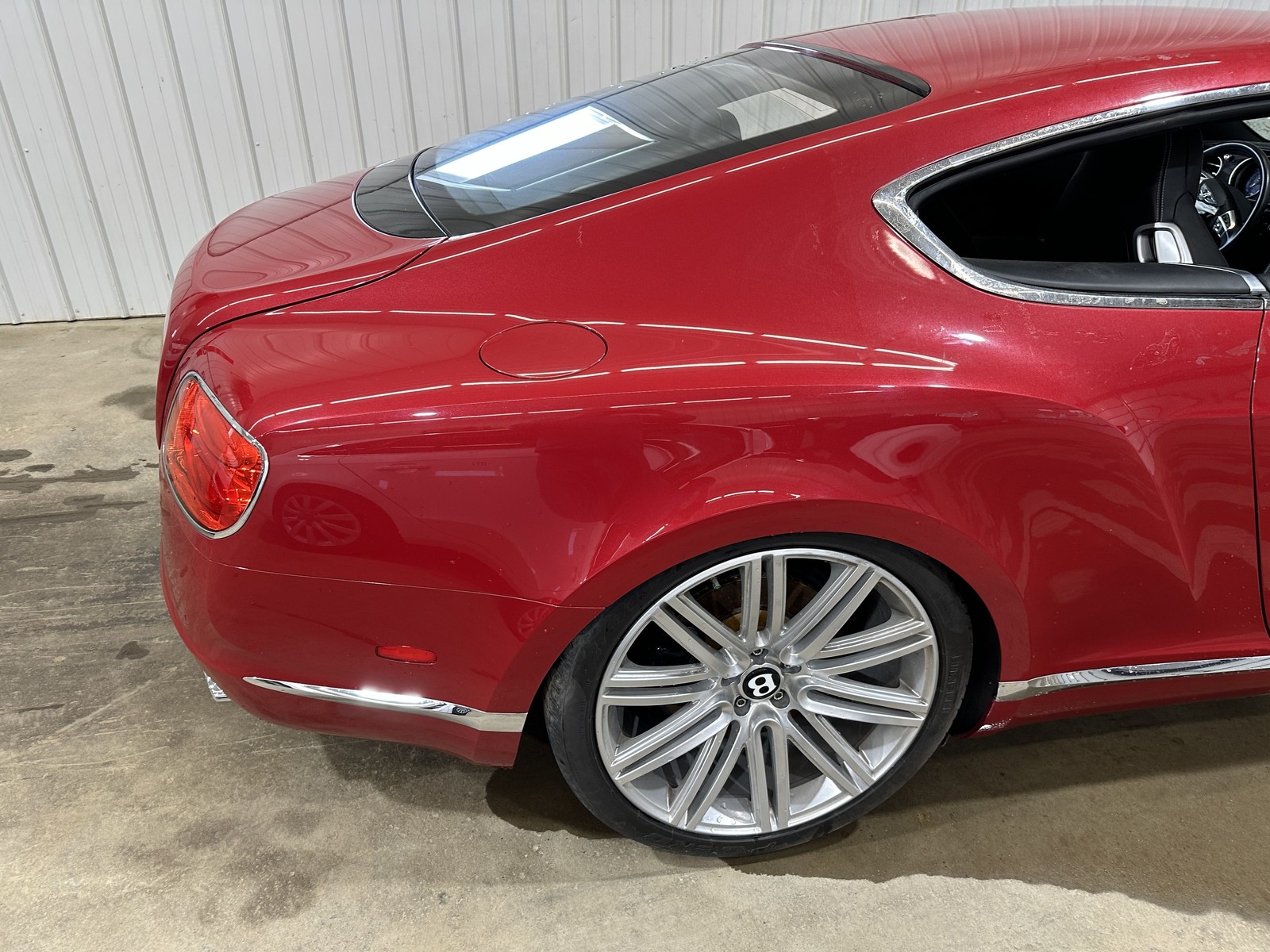 13 BENTLEY CONTINENTAL PASSENGER RIGHT REAR QUARTER PANEL DRAGON RED PEARL 6336