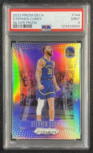 STEPHEN CURRY PSA 9 2023-24 PANINI PRIZM DECA #144 SILVER WARRIORS 4694