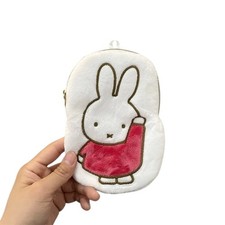 Miffy Pink Dress Fluffy Makeup Zipper Pouch 6"L Japan