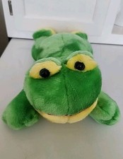 Kellytoy Green Frog Plush 2001 Lying Down 14 Stuffed Animal Excellent Cond
