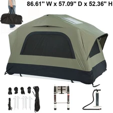 1-3 People Car Rooftop Tent Inflatable Roof Top Camping Tent w/ Ladder & Pump