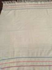 Vintage FARIBO 100  Pure Wool Throw Blanket Fringe Approx 47x52 EUC