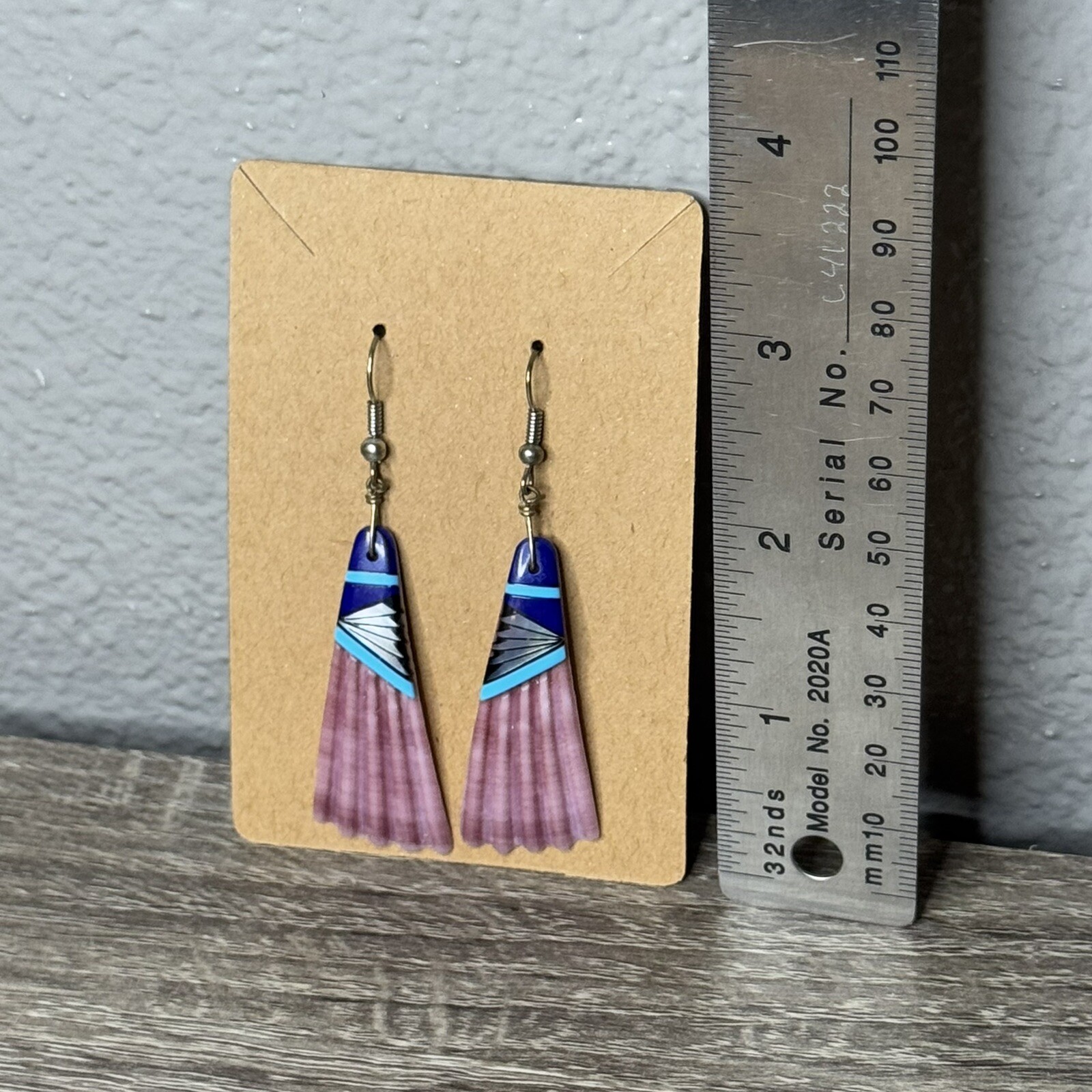 Authentic Native American Natural Shell Inlaid Bl… - image 4