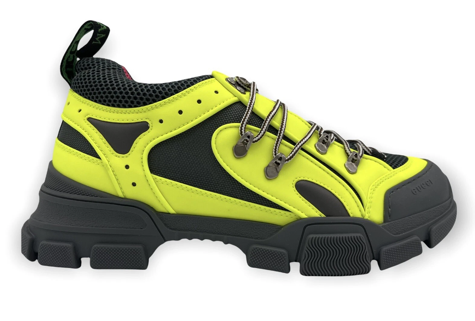 Baskets Gucci jaune fluorescence taille US 10,5 fabriquées en Italie