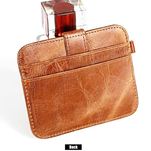 Billetera delgada de cuero minimalista con bloqueo RFID para hombre ultra soporte para tarjetas - Imagen 2 de 12