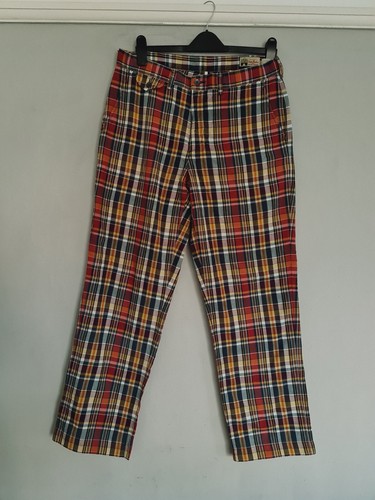 Polo Ralph Lauren Trousers Indian Madras Checked m Cotton Summer Golf Rare 34/32 - Picture 18 of 18