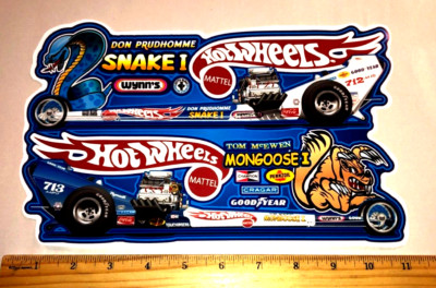 Extra Large GIANT Hot Wheels SNAKE & Mongoose Front Engine Dragsters Sticker
