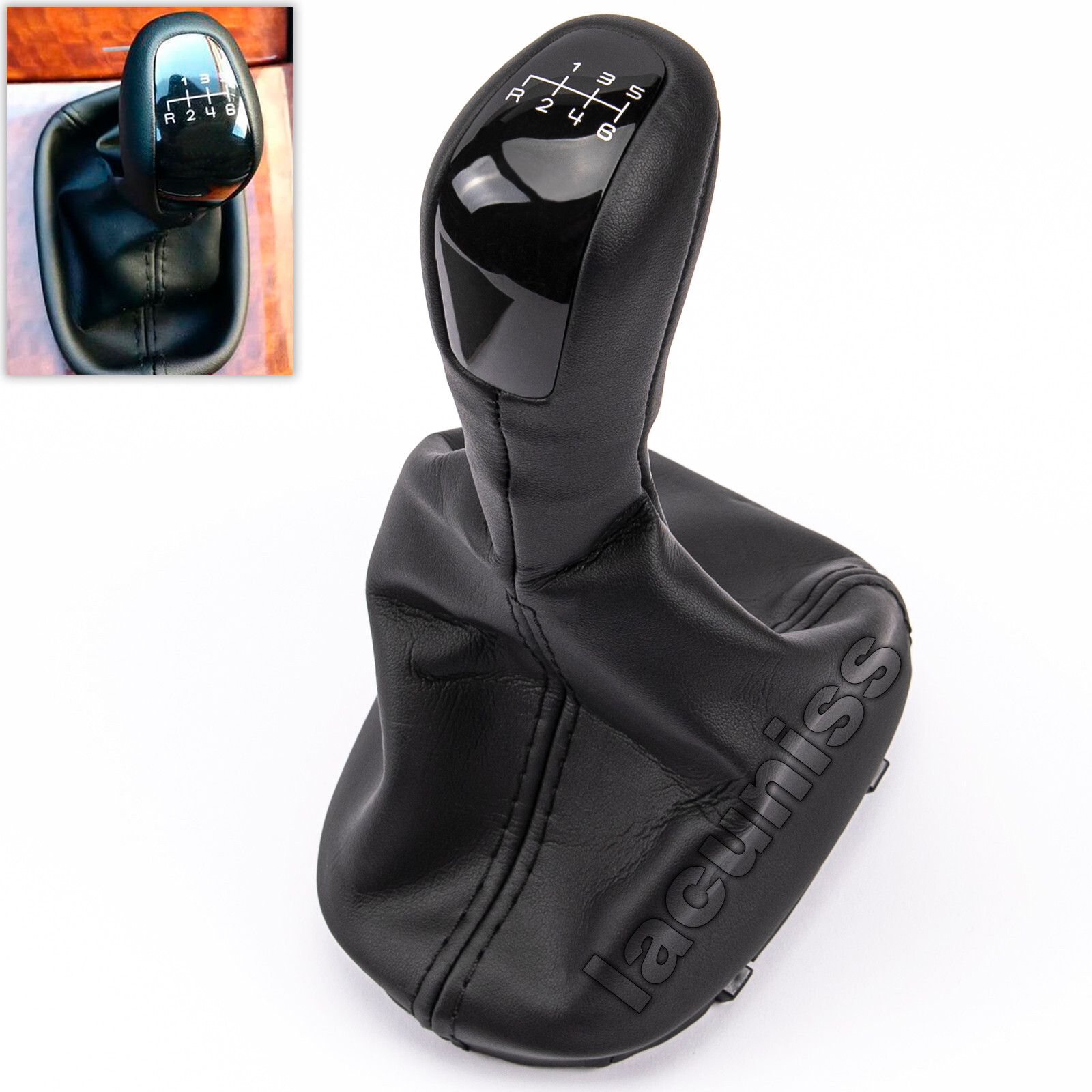 Pommeau de levier de vitesse 6 vitesses avec soufflet en cuir pour Mercedes W203 S203 CLK noir