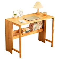 41 Inch Computer Desk, Bamboo Writing Desk, Folding Work Desk For Home Office