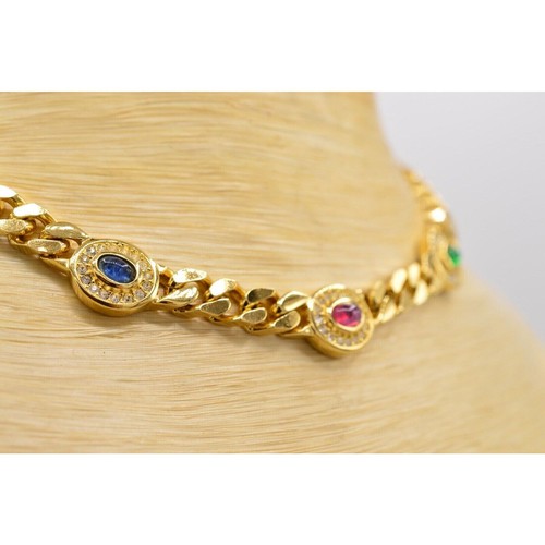 Christian Dior Cabochon Collar Necklace Crystal Gold Vintage Signed 1980s Bin3D - Picture 7 of 12