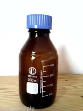 Lab Glass amber culture media bottle w cap autoclavable reagent 500 ml new