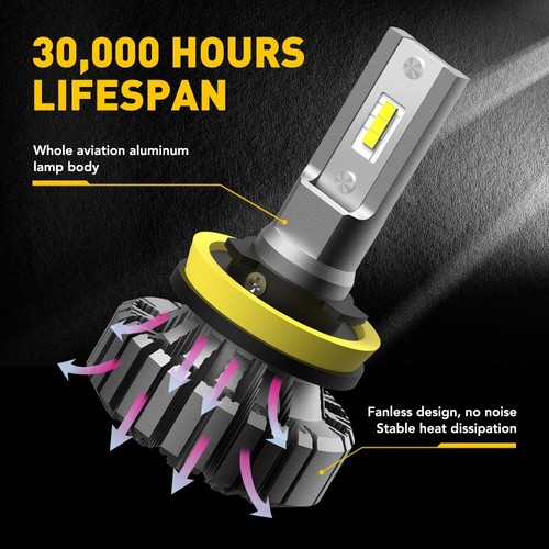 H11 H8 H9 LED Headlight Kit High Low Beam Bulb Super Bright 6500K White 40000LM - Picture 5 of 12