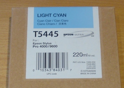 GENUINE EPSON T5445 Light Cyan cartridge 220ml ink C13T544500 date 2019 ORIGINAL - Zdjęcie 2 z 4