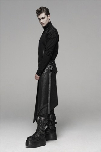Punk Rave Black Gothic Steampunk Metal Pocket Men's Personalized Half Skirt - Picture 11 of 20