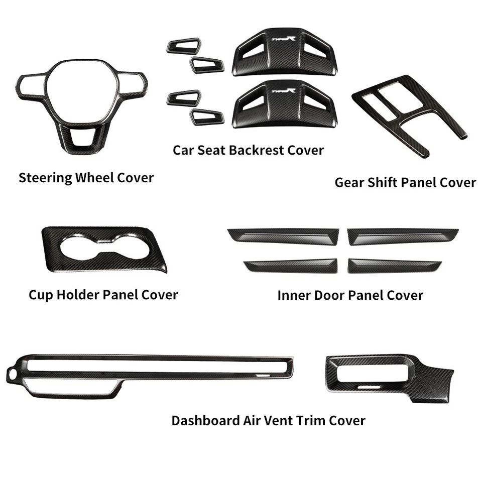 Fundas interiores de fibra de carbono seca para Honda 11th Civic Type R FL5 2023+ Foto 2 de 4