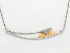 Diamond necklace - 750 yellow gold + 950 platinum - 1 brilliant