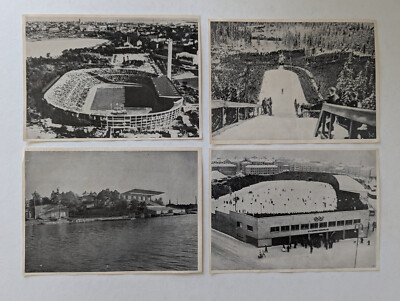 4 Stück Sammelbilder Olympiade Thaivalathi - Helsinki - Oslo 1952 - Holmenkollen