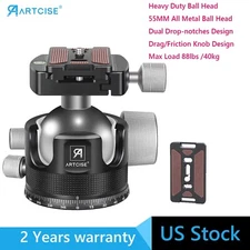 55mm All Metal CNC Tripod Head Ball Head Heavy Duty Ball Head Load 88lbs /40kg