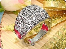 Anello Diamante CZ 68x2 Mm Placcato Oro Bianco 18 K.