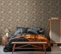 Vliestapete Blattmuster Dschungel PalmbläTter Orange GrüN 39436-2 (4,67€/1Qm)