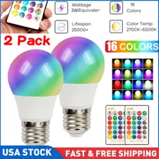 2 X E26 RGB RGBW LED Light Bulb Multicolor Changing Magic Lamp w/ Remote Control