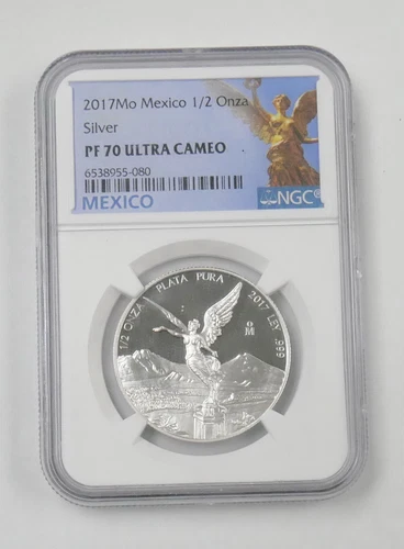 2017 MO Mexico 1/2 Half Onza Libertad Fine .999 Silver Bullion Coin NGC PF70