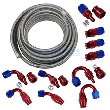 AN6 -6AN 3/8 Fitting Stainless Steel PTFE Braided Oil Fuel Hose Line 30FT Kit