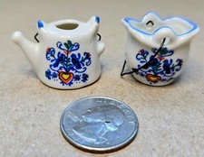 Vintage Miniature Kitchen Utensils Milk Watering Cans Porcelean for Dollhouse