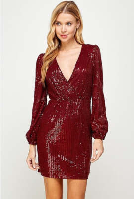 red sequin dress ebay Wine Red Sequins Dress