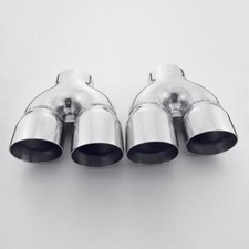 Pair Staggered Quad 3.5 Outlet 3 Inlet Stainless Steel Exhaust Tips Dual Layer Pair Staggered Quad 3.5 Outlet 3 Inlet Stainless Steel Exhaust Tips Dual Layer