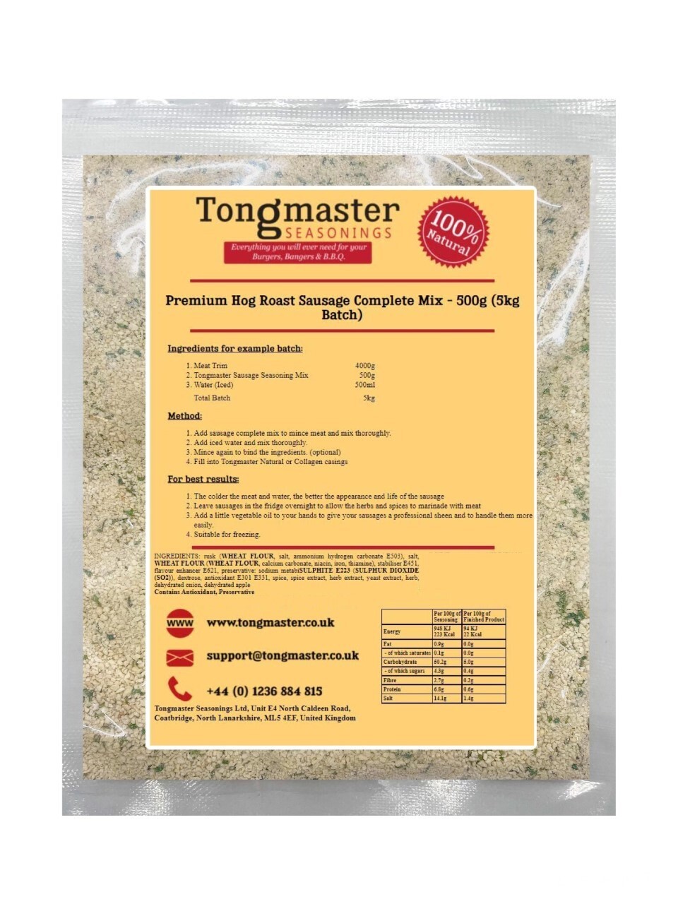 Premium Hog Roast Sausage Complete Mix - 500g (5kg Batch)