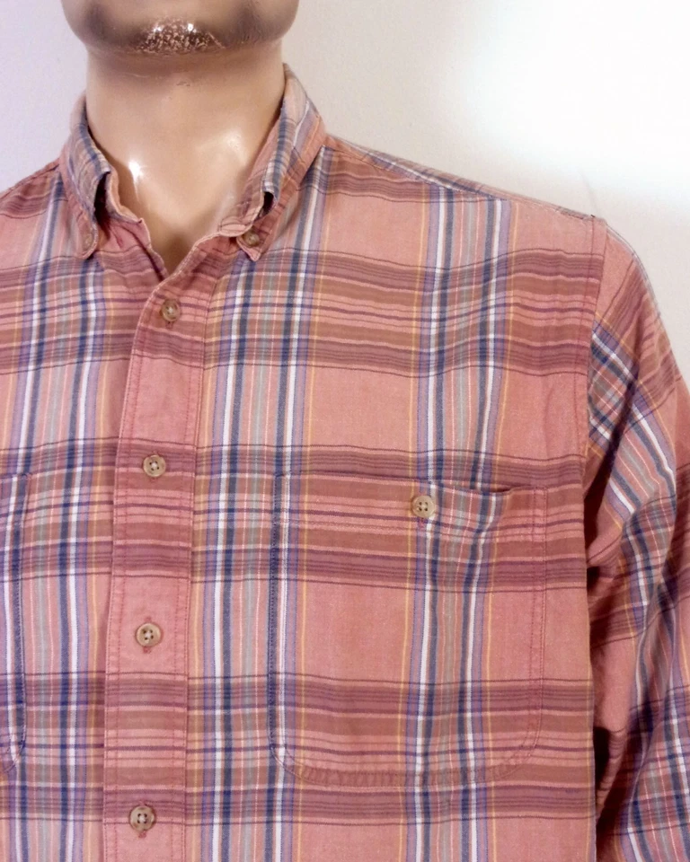 Camisa de franela a cuadros salmón vintage años 80 90 Boston Traders usada en excelente estado OCBD grunge L Foto 2 de 4