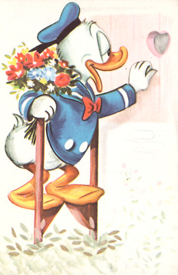 Stilt Walker Donald Duck Walking on Stilts Postcard Walt Disney Productions 60s