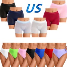 Womens Low Waist Seamless Boxer Shorts Workout Mesh Solid Color Bikini Briefs