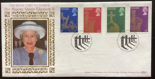 GB 1993 HM The Queen Visit to Cyprus Cover, Benham Silk, BFPS pmk FLOWN (AA388)