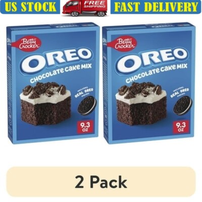OREO Chocolate Cake Mix 2 Pack Baking Mix W/ Cookie Pieces Quick Betty Crocker 