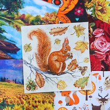 Decoupage Napkins Mystery Pack - LOT of 8 Paper Napkin Assorted Fall Autumn