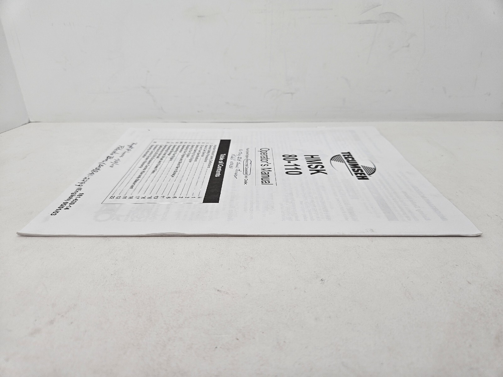 USED TECUMSEH HMSK 80110 ENGINE OPERATOR'S MANUAL PART 18163914 eBay