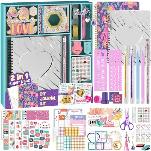 2-Pack DIY Journal Kit - Gifts for Girls Ages 8 9 10 11 12 13 14 Year Old 