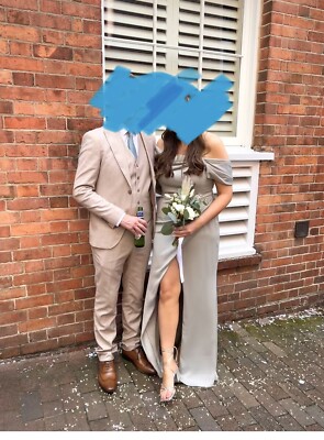 ASOS Edition Satin Bardot Drape Wrap Maxi Bridesmaid Dress Sage Green | eBay UK ASOS Edition Satin Bardot Drape Wrap Maxi Bridesmaid Dress Sage Green | eBay UK