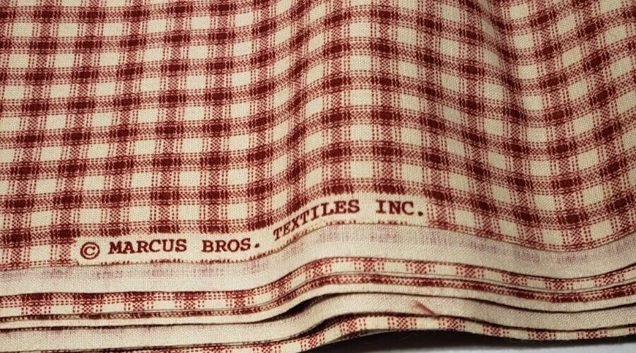 Plaid Fabric 3 Yards Marcus Bros Textiles Red Beige Check Christmas Holiday - Image 3 of 4