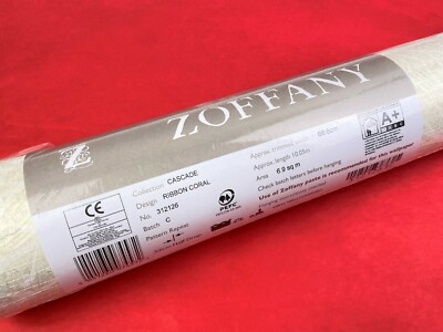Zoffany Cascade Collection Ribbon Coral Pearl 312126 Vinyl Wallpaper Roll