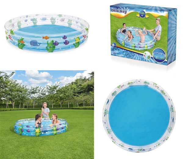 Bestway Planschbecken Deep Dive 183 Cm - Aufblasbarer Kinderpool Schwimmbecken-image